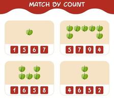 Übereinstimmung durch Zählung von Cartoon Tomatillo. Match-and-Count-Spiel. Lernspiel für Kinder und Kleinkinder im Vorschulalter vektor