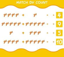 Übereinstimmung durch Zählung von Cartoon-Kurkuma. Match-and-Count-Spiel. Lernspiel für Kinder und Kleinkinder im Vorschulalter vektor