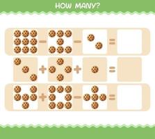 hur många tecknade kakor. räknespel. pedagogiskt spel för barn och småbarn i förskoleåldern vektor
