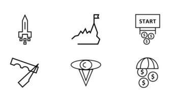 Startsymbole gesetzt, Umrissstilvektor vektor