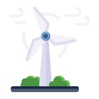 eine trendige flache Ikone der Windmühle, erneuerbare Energiequelle vektor