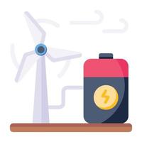 eine trendige flache Ikone der Windmühle, erneuerbare Energiequelle vektor