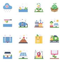 platta ikoner för miljöföroreningar vektor