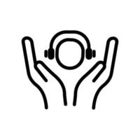 Hände-Icon-Vektor mit Menschen und Kopfhörer. Musik, Musik hören. Liniensymbolstil. einfache Designillustration editierbar vektor