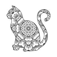 Mandala-Katze zum Ausmalen für Kinder vektor