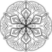 blomma mandala i svart och vit bakgrund gratis vektor
