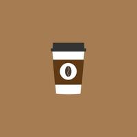 eine Tasse Kaffeeikone mit Kaffeebohnenlogo, flaches Design der Vektorillustration. vektor