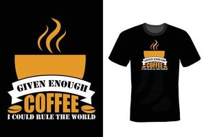 kaffe t-shirt design, vintage, typografi vektor