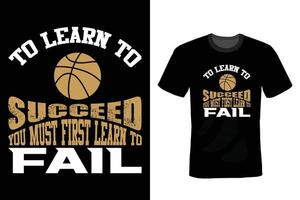 Basketball-T-Shirt-Design, Vintage, Typografie vektor