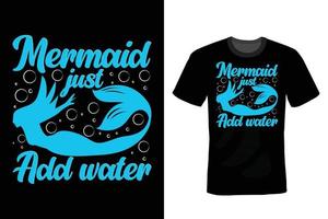 Meerjungfrau-T-Shirt-Design, Vintage, Typografie vektor