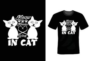 Katzen-T-Shirt-Design, Vintage, Typografie vektor