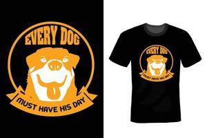 Hunde-T-Shirt-Design, Vintage, Typografie vektor