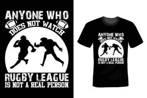 Rugby-T-Shirt-Design, Vintage, Typografie vektor