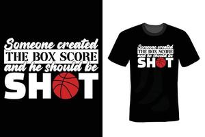 Basketball-T-Shirt-Design, Vintage, Typografie vektor