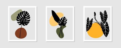 botaniska abstrakt samtida mitten av århundradet moderna blommiga löv boho affisch omslagsmall. minimala och naturliga kompositioner för vykort, omslag, tapeter, väggkonst. vektor