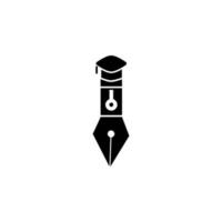 kreativer Graduierungsstift und schwarzes Symbol für die Kappe vektor