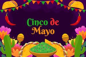 flacher cinco de mayo feierhintergrund vektor