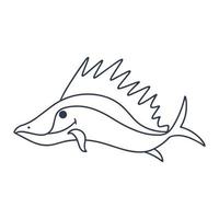 marina fisk rovdjur med stor fena vektor doodle illustration