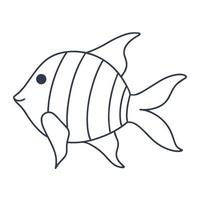 snäll söt randig fisk doodle stil vektor