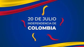 20. Juli kolumbianischer Hintergrund mit gewellten Flaggen vektor