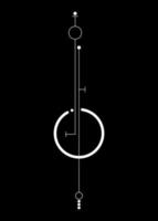 lineare minimalistische Tätowierung, heilige Geometrie, mystisches Zentrum, abstrakte esoterische weiße Zeichenvektorillustration lokalisiert auf schwarzem Hintergrund vektor
