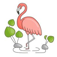 affisch med flamingo. isolerade tecknade vektorillustration. vektor