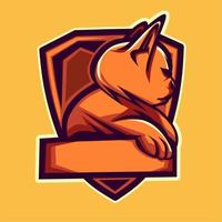 orangefarbenes Katzen-Esport-Logo, für Squad-Spiele, Esport-Teams, Tierhandlungs-Hobbys und Katzentierliebhaber vektor