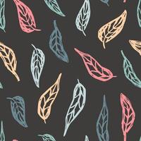 abstraktes zartes nahtloses Muster des Blumenvektors. blaue, rosa Blätter auf einem dunkelgrauen Hintergrund. zum Bedrucken von Stoffen, Bekleidung, Textilprodukten, Verpackungen, Papier. vektor