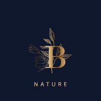 inledande logotyp bokstaven b lyxig stil. vintage natur blommig löv koncept logotyp formgivningsmall vektor