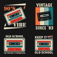 Kassetten-Vintage-Vektor-T-Shirt der 90er Jahre vektor