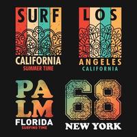 mandala summer california beach surfing t-shirt vektor