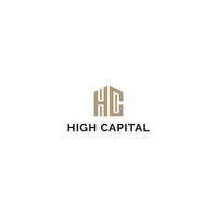 abstrakt initial bokstav h och c i form av hus i guldfärg ansökt för ett värdepappersföretags logotyp design även lämplig för de varumärken eller företag som har initialt namn hc eller ch vektor