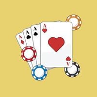 Pokerspielkarten mit Chipsvektor vektor