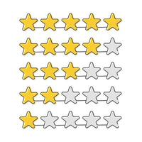 kontinuierliche Linienzeichnung. Kundenbewertung und Bewertung mit fünf Sternen auf weißem Hintergrund. Vektor-Illustration vektor
