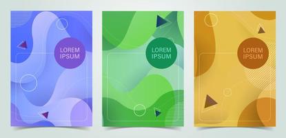 Cover-Design-Set mit flüssiger Form und geometrischen Formen in der Komposition. Vektor-Illustration vektor
