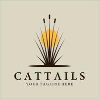 cattails eller vass logotyp vintage vektor illustration design