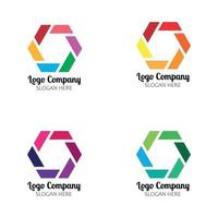 uppsättning färgglada logotyper med kameradesign vektor