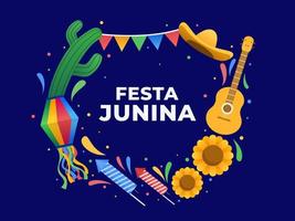 festa junina krans design vektor lämplig för gratulationskort, vykort, affisch, banderoll, tryck, mall, etc.