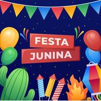 festa junina grußkartendesign für social media post, banner, poster, grußkarte, einladung, postkarte, etc. vektor