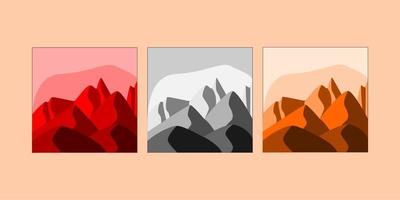 berg platt illustration design med 3 färger vektor