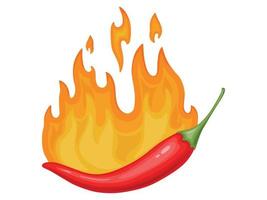 rote scharfe Chilischote in Brand. mexikanisches traditionelles essen. vektor