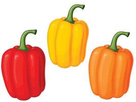 söt paprika set. illustration av grönsaker i tecknad enkel platt stil. vektor