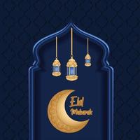 elegant bakgrund för ramadan kareem i blått och guld vektor