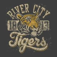 river city tigers t-shirt.kan användas för t-shirttryck, muggtryck, kuddar, modetrycksdesign, barnkläder, babyshower, hälsningar och vykort. t-shirt design vektor