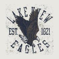 Lakeview Eagles T-Shirt. Kann für T-Shirt-Druck, Tassendruck, Kissen, Modedruckdesign, Kinderbekleidung, Babyparty, Gruß und Postkarte verwendet werden. T-Shirt-Design vektor