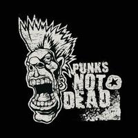 Punk's Not Dead T-Shirt Punk Skull Rock. Kann für T-Shirt-Druck, Tassendruck, Kissen, Modedruckdesign, Kinderbekleidung, Babyparty, Gruß und Postkarte verwendet werden. T-Shirt-Design vektor