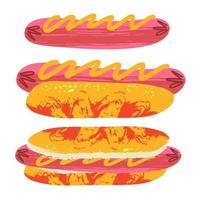 Hotdog. Fastfood. Wurst in einem Brötchen. Vektor-Illustration. vektor