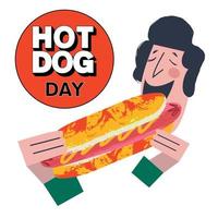 Hotdog. Fastfood. Wurst in einem Brötchen. Vektor-Illustration. vektor