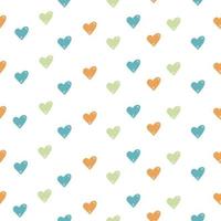 mehrfarbige Herzen nahtlose Muster auf weißem Hintergrund orange gelb blau vektor