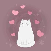 süße Cartoon-Katze mit Herz. Valentinstagskarte, Save the Date-Grußkarte. Vektor-Illustration-Charakter-Design. vektor